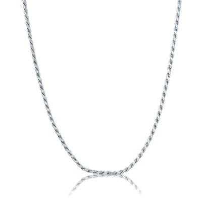 Diamond Cut Rope Chain in Sterling Silver, 16