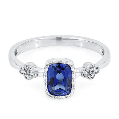 Lab Created Blue & White Sapphire Stack Ring in Sterling Silver