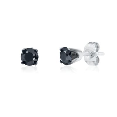 1/2 ct. tw. Black Diamond Stud Earrings in 14K White Gold