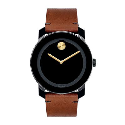 TR90 Men’s Watch in Leather & Black Ion-Plated Stainless Steel, 42mm