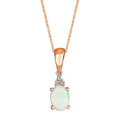 Opal & Diamond Pendant in 10K Rose Gold
