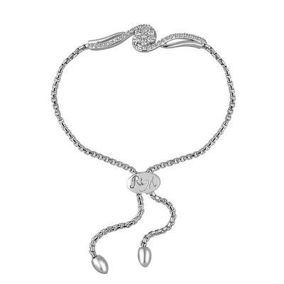 Rhythm and Muse Lab Created White Sapphire Swirl Bolo Bracelet in Sterling Silver