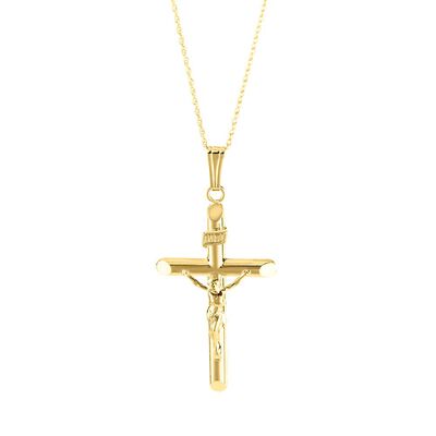 Crucifix Cross Pendant in 14K Yellow Gold