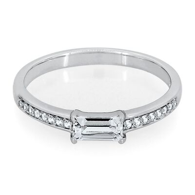 Lab Created White Sapphire Stack Ring in Sterling Silver