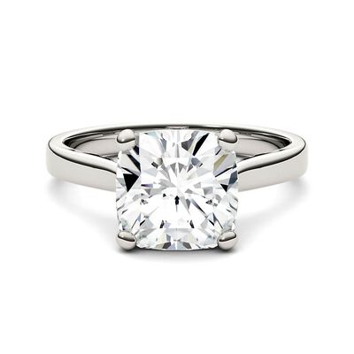 Cushion-Cut Moissanite Solitaire Ring in 14K White Gold (3 1/4 ct.)