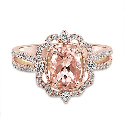 Paulette Morganite & Diamond Engagement Ring in 14k Rose Gold (1/2 ct. tw.) 