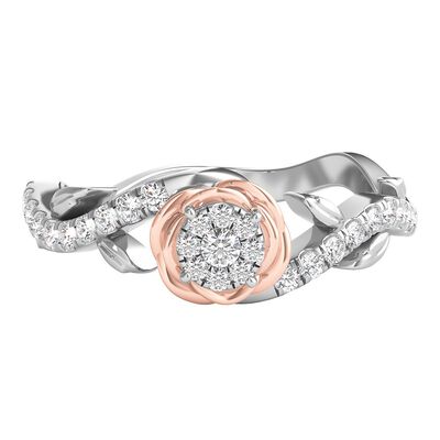 Belle Rose Diamond Promise Ring in 14K White & Rose Gold (1/4 ct. tw.)