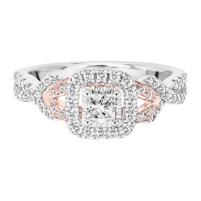 5/8 ct. tw. Diamond Engagement Ring in 14K White & Rose Gold
