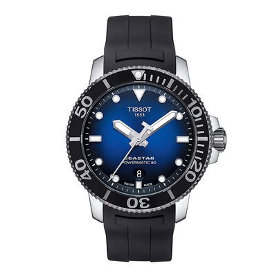 Seastar 1000 Powermatic 80 Rubber Men’s Watch in Black Ion-Plated Stainless Steel, 43mm