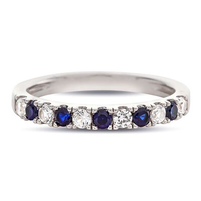1/4 ct. tw. Diamond & Sapphire Band in 10K White Gold
