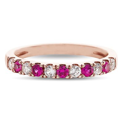 Ruby & 1/4 ct. tw. Diamond Band in 10K Rose Gold
