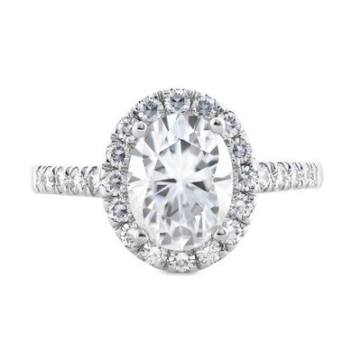 Moissanite Oval Engagement Ring in 14K White Gold (2 3/4 ct. tw.)