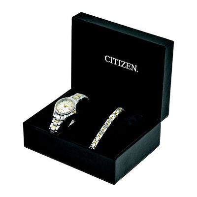 Women’s Watch & Bracelet Set in Two-Tone Ion-Plated Stainless Steel