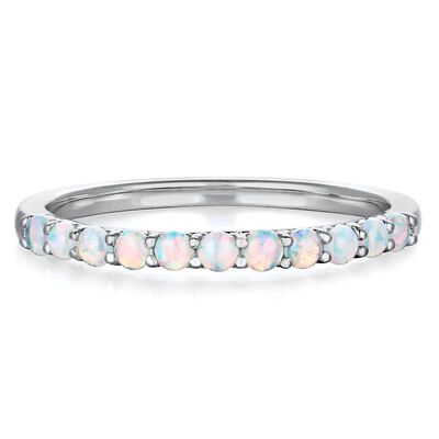 Lab Created Opal Stack Ring in Sterling Silver