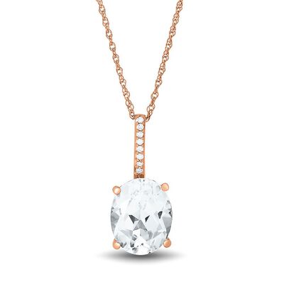 Lab Created White Sapphire Pendant in 10K Rose Gold