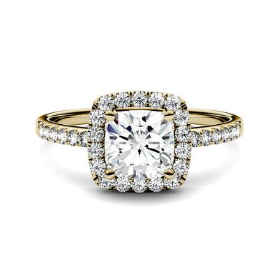 Moissanite Cushion-Cut Halo Ring in 14K Gold (1 3/8 ct. tw.)