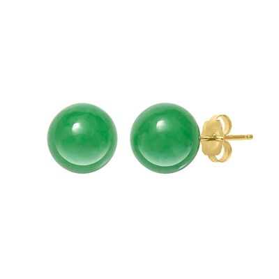 Jade Stud Earrings in 14K Yellow Gold