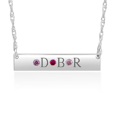 custom initial necklace with personalized gemstones (1-3 stones)