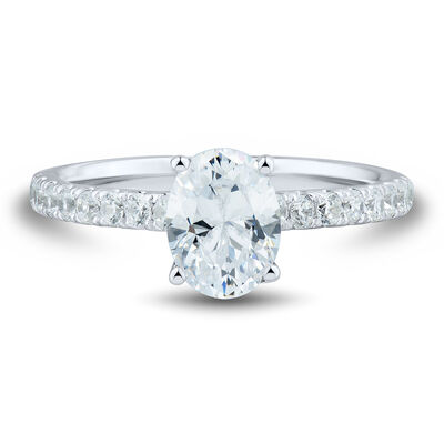 lab grown diamond pave oval engagement ring in 14k white gold (1 1/3 ct. tw.)