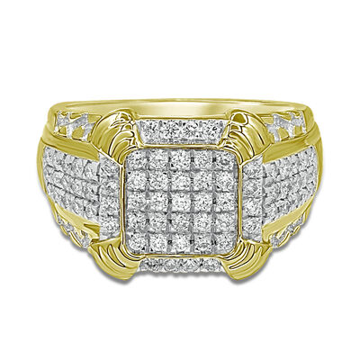 Men's 10k Yellow Gold Ring with Diamonds (1 ct. tw.)