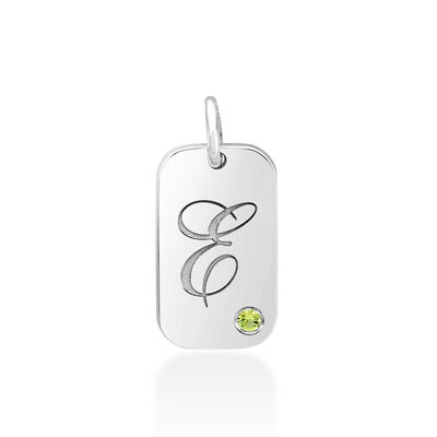 personalized tag pendant with custom gemstone