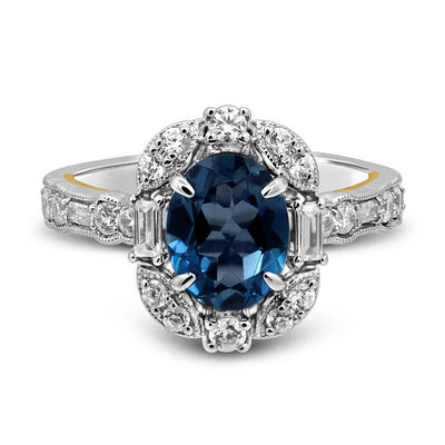 Eugenie Blue Topaz & Diamond Engagement Ring in 14K White Gold (3/4 ct. tw.)