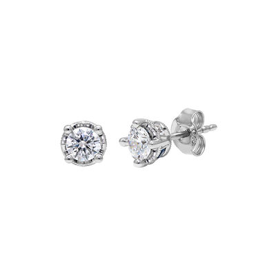 Diamond & Sapphire Stud Earrings in 10K Gold