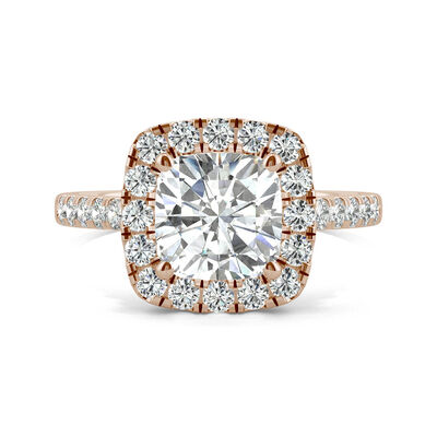 Cushion-Cut Moissanite Halo Ring in 14K Rose Gold (2 5/8 ct. tw.)