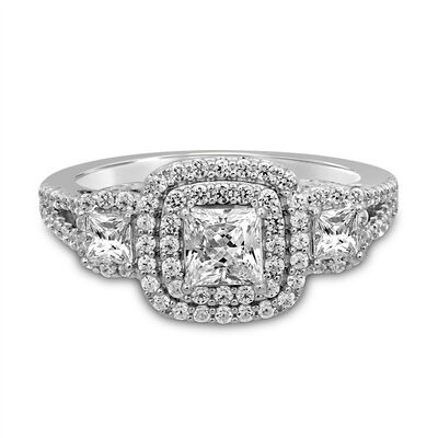 1 1/3 ct. tw. Diamond Three-Stone Engagement Ring in 14K White Gold