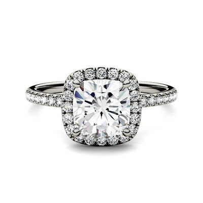 Moissanite Cushion-Cut Halo Ring in 14K Gold (1 5/8 ct. tw.)