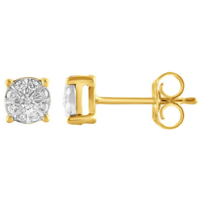 Diamond Cluster Stud Earrings in 10K Gold (1/5 ct. tw.)