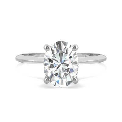 Oval Moissanite Ring with Knife-Edge Band in Platinum (2 ct.)