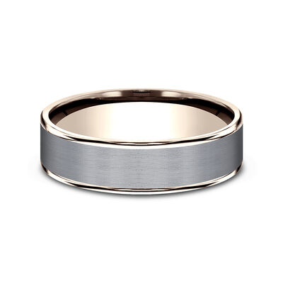 Men’s Wedding Band with 14K Rose Gold Inlay in Tantalum, 6.5mm
