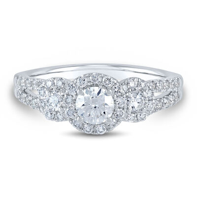 Lab Grown Diamond Engagement Ring with Three Halos in 14K White Gold (1 ct. tw)