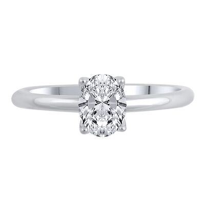lab grown diamond solitaire oval engagement ring in 14k white gold (1 ct.)