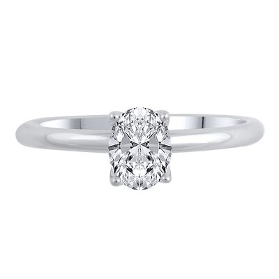 lab grown diamond oval solitaire engagement ring in 14k white gold (3/4 ct.)