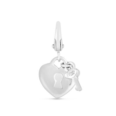 Heart Lock & Key Charm in Sterling Silver