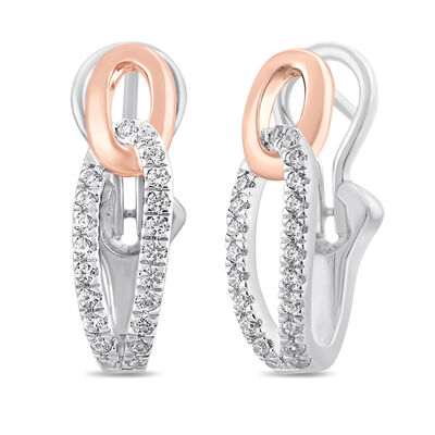 Lab Grown Diamond Hoop Earrings in 10K White & Rose Gold (1/3 ct. tw.)