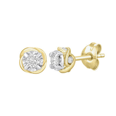 Diamond Cluster Stud Earrings with Illusion Settings in 10K Gold (1/4 ct. tw.)