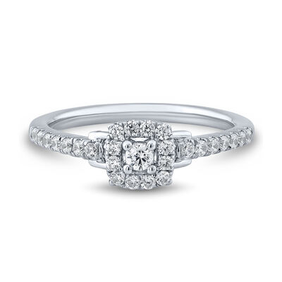Lab Grown Diamond Cushion Cut Promise Ring in 14K White Gold (1/3 ct. tw.)
