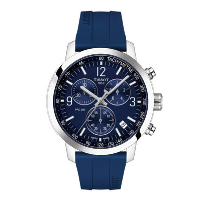 PRC 200 Chronograph Men’s Watch in Stainless Steel & Blue Rubber, 43MM