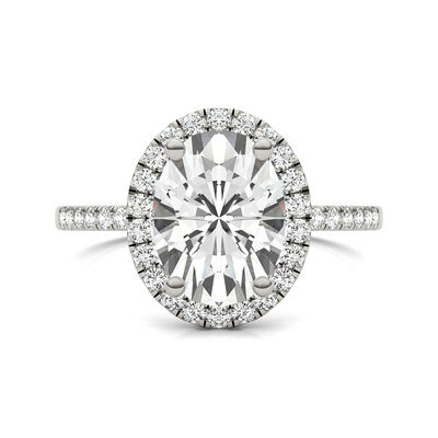 Moissanite Oval Halo Ring in 14K White Gold (3 1/3 ct. tw.)