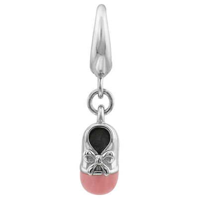 Pink Baby Shoe Charm in Sterling Silver