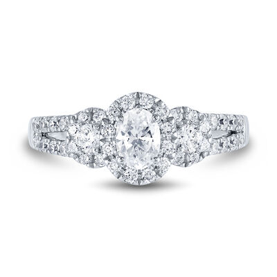 Lab Grown Diamond Oval Engagement Ring with Split-Shank Band in 14K White Gold (1 ct. tw.)