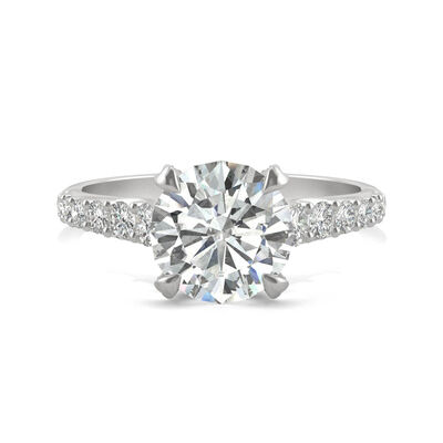Round Moissanite Ring with Side-Stones in Platinum (2 3/8 ct. tw.)