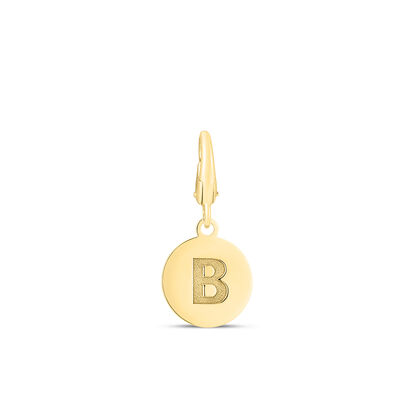 Initial Charm Disc with Letter “B” in 10K Yellow Gold