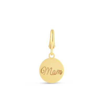 Mom Charm Disc in 10K Yellow Gold
