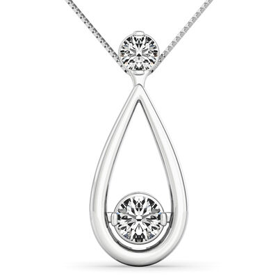 Two-stone diamond necklace in 14K white gold (1/3 ct. tw.)