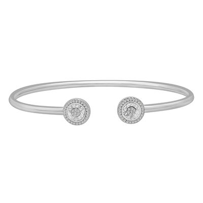 Open Circle Diamond Bangle in Sterling Silver (1/8 ct. tw.)