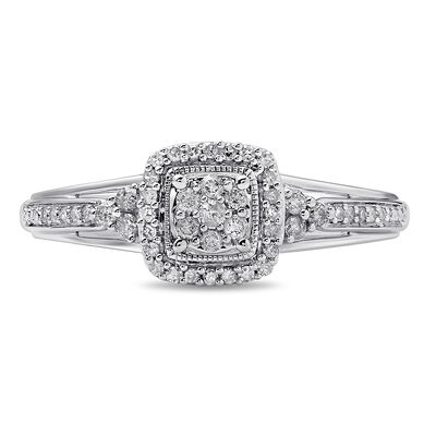 Diamond Cushion Cluster Promise Ring in Sterling Silver (1/5 ct. tw.)